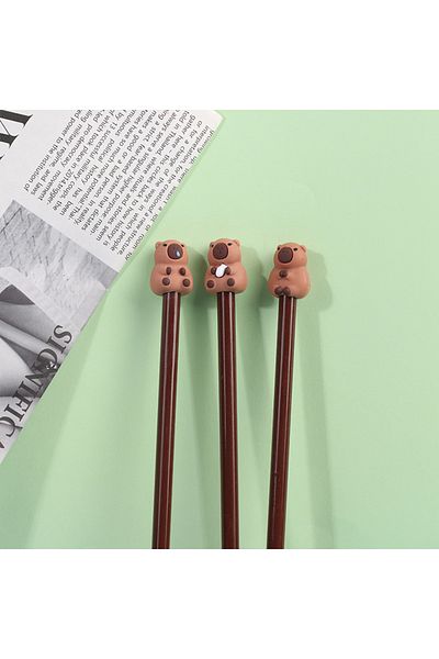 Choice 10PCS Cute Capybara Pencil Cap Silicone Pen Topper Covers For Kids Cute Pencil Extender Stationer...