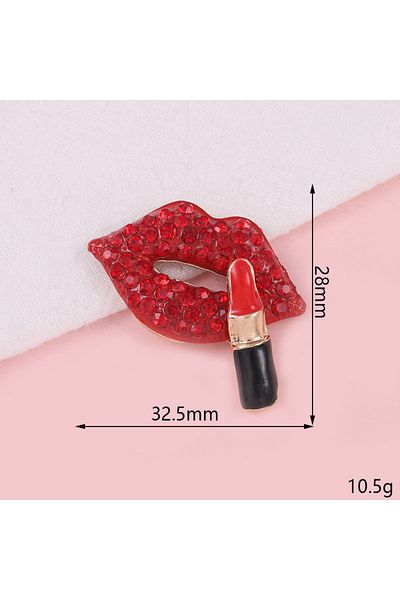 Choice 5Pcs Rhinestone Alloy Lipstick Button Red Pink Lips Accessories For DIY Crafts Headwear Brooch Pi...