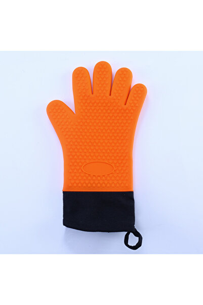 Choice قفازات فرن برتقالية مزدوجة الطبقات مقاومة للحرارة من السيليكون والقطن للمطبخ G