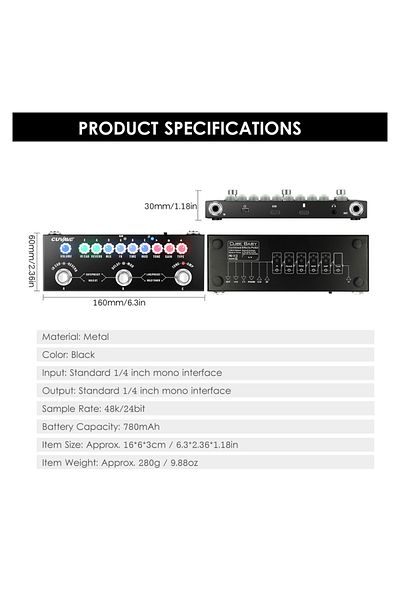 Choice Black Cuvave Cube Baby Multifunctional Electric Guitar Combined Effect Pedal With Wireless Music Pla