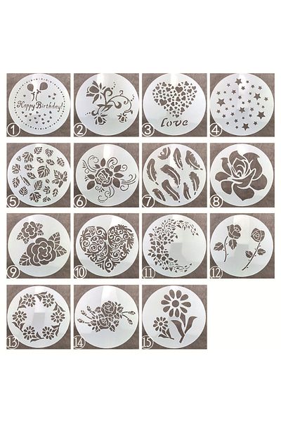 Choice White 15pcs 15pc/set Round Lace Cake Stencils Template Cake Decorating Tools Diy Baking Bread Pastr
