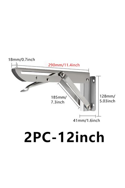 Choice 12 Inch-2pcs 2pcs Brushed Stainless Steel 8-18 Inch Folding Angle Bracket Triangle Shelf Heavy Suppo