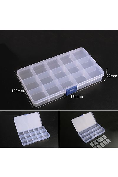 Choice 1pc 15 grids Practical 10/15 Grids Compartment Plastic Storage Box Adjustable Jewelry Rhinestones Ge