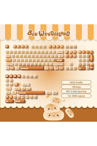 Choice Mog 138 Keys1 Akko Original Cute Theme Mog/moa/mao Profile Pbt Keycap Set 5-side Dye-sub Ansi/iso La