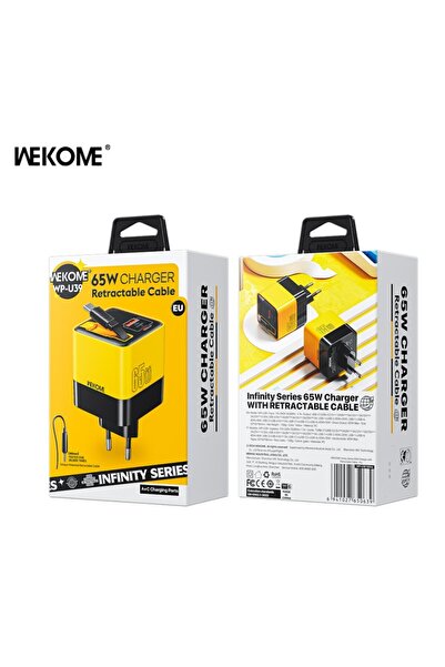 Choice شاحن EU 65W WEKOME 65W USB-C رأس شحن شاحن سريع مع كابل TypeC مدمج بطول 80 سم مناسب لـ