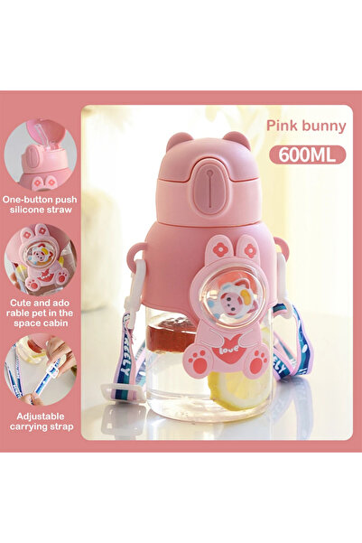 Choice 501-600ml pink 600ml Cartoon Water Sippy Cup Leakproof Portable Water ...