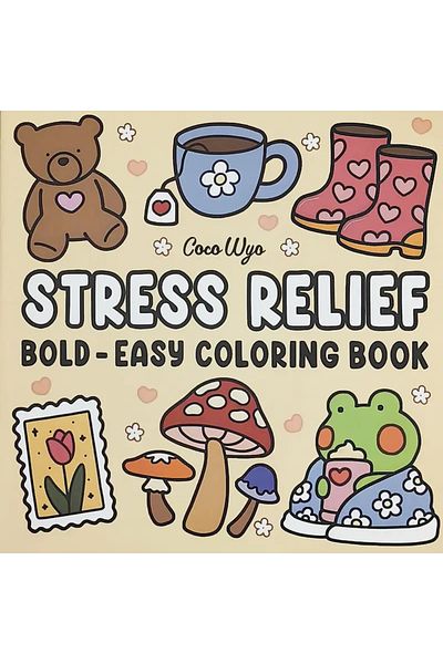 Choice Yellow 1pc Coco Wyo Stress Relief Adult Coloring Book, 22 Thick Paper Pages, Bold Designs, No Batte