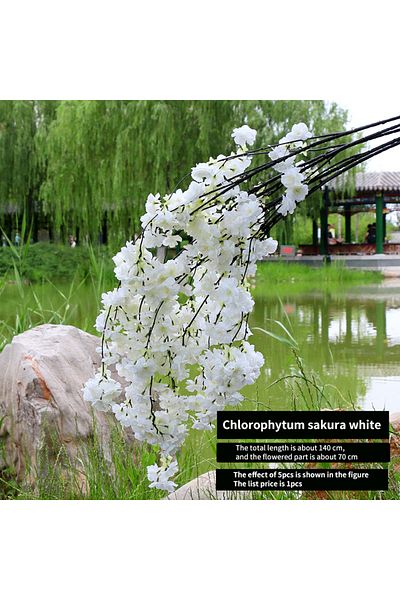 Choice White 140cm Artificial Cherry Vine Silk Cherry Oriental Home Wedding Garden Party Shop Decoration Ch