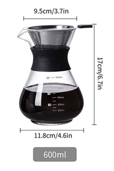Choice 600ml 20oz Leeseph Pour Over Coffee Brewer With Stainless Steel Coffee Filter, Dripper Coffee Maker