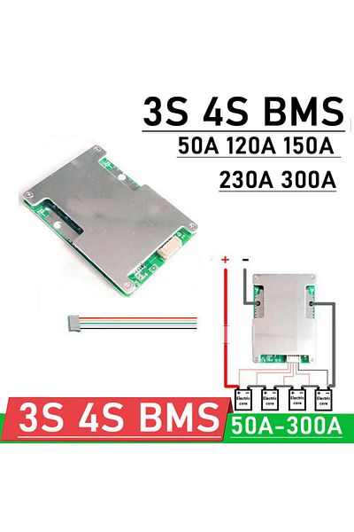 Choice 4s Lifepo4 3.2v 150a 3s 4s Bms 12v 50a 120a 150a 230a 300a 18650 Li-ion Lifepo4 Lithium Battery Prot