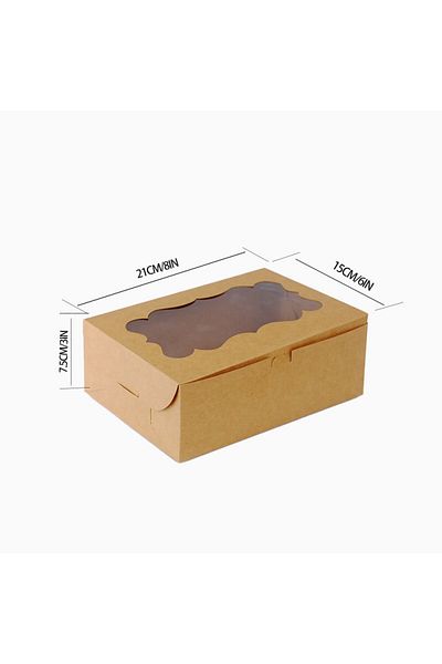 Choice 21x15x7.5cm Brown 10pcs 10pcs Square Cake Carriers Gift Box,bread Boxes With Window,for Pies,donuts