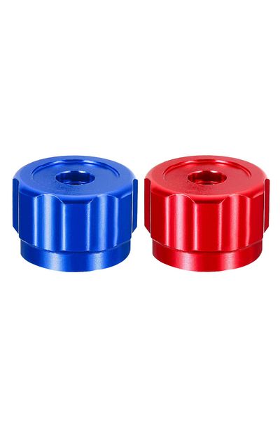 DAZZLEEX Round Wheel Handle Faucet Handles Manifold Gauges Knob Aluminum Alloy Red Blue Instrument Knob To...