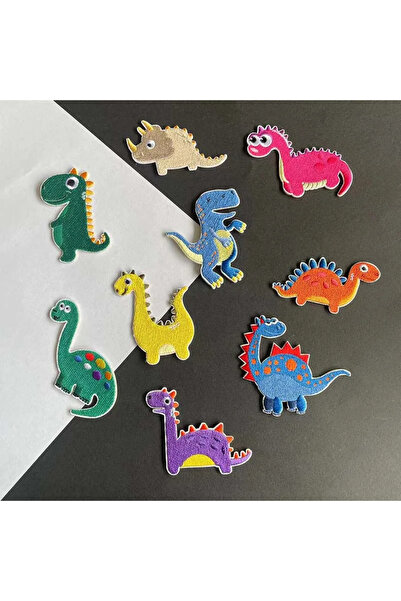 Choice مجموعة واحدة من 9 قطع من رقعة خياطة ملابس حيوانات كرتونية أنمي، تطريز ذاتي على شكل ديناصور من القماش اللطيف