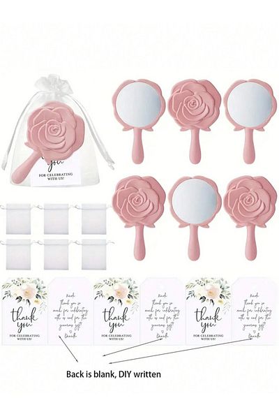 Choice 6pcs Multi 2/4/6 Set, Rose Design Mirror Bride Thank You Card Party Gift Bridesmaid Gift For Guests
