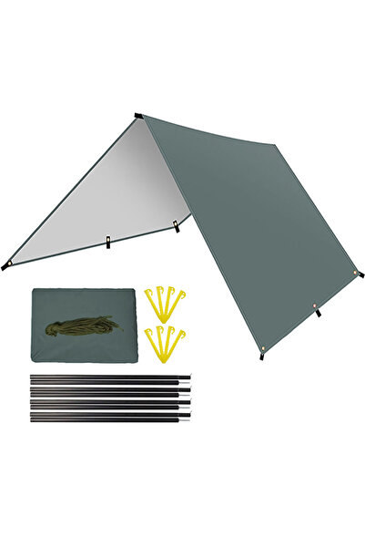 Choice مجموعة قماش تخييم مقاوم للماء مقاس 3 أمتار × 4 أمتار رمادي اللون، مظلة...