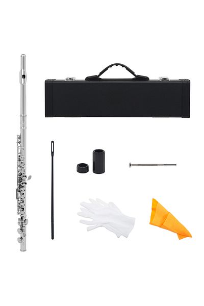 SLADE Silver 16 Closed Open Holes C Key Professional Transverse Flute Concert Musical Instrument Wit