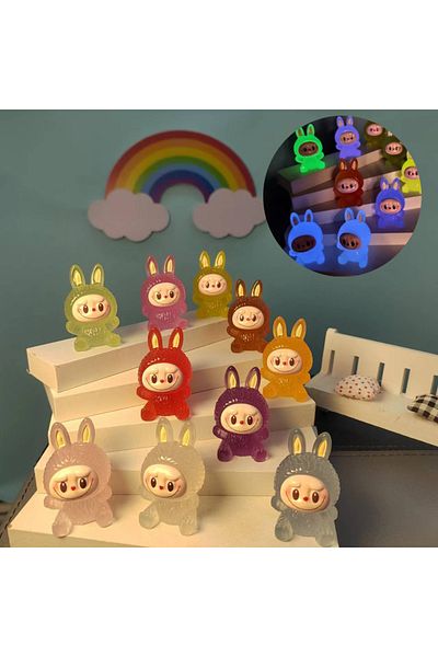 Choice 10pcs Blind Boxes Night Light Cartoon Stereoscopic Labubu Cute Children Toy Gift Diy Resin Car Ke...