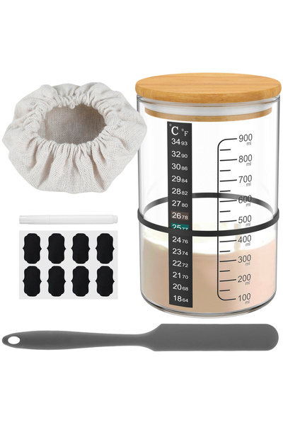Choice 8 قطع من برطمانات تخمير العجين المخمر سعة 900 مل، برطمان زجاجي شفاف لخبز العجين المخمر