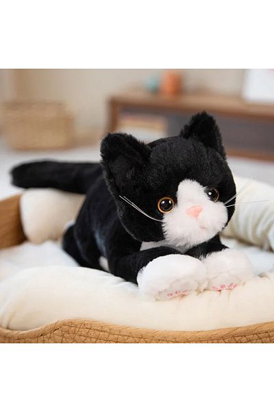 Choice 47cm Black 47cm Cute Simulated Cat Doll Plush Toy Stuffed Soft Animal Plush White Gray Kitten Pillow
