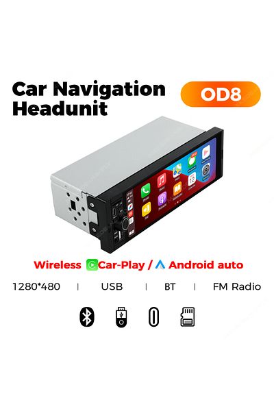 Choice راديو سيارة لاسلكي Od8 Cp Aa Navifly مقاس 6.86 بوصة 1din ومشغل وسائط متعددة Mp5 وراديو Fm لاسلكي/سلكي Carpl