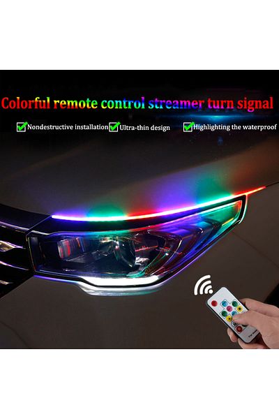 Choice شريط إضاءة LED متدفق RGB بطول 60 سم، قطعتان، مع تطبيق للتحكم عن بعد، مصباح إشارة الانعطاف LED مرن RGB نهاري