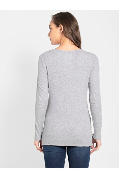 JOCKEY USA Original Womens Loung Wr Full Slv Henley UL15-01 Gray