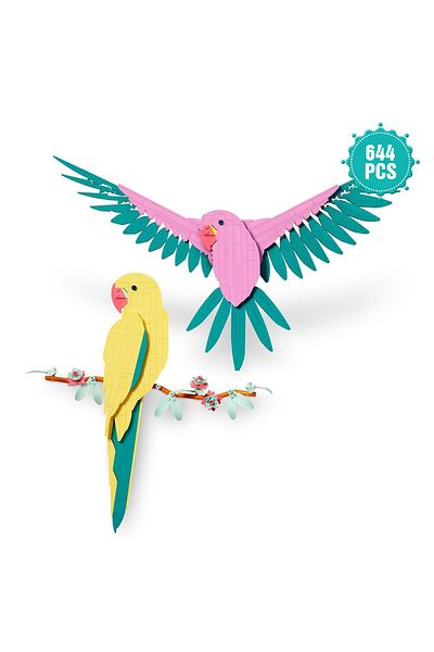riceblock 644pcs Macaw Parrots Building Blocks Set, Art The Fauna Collection Models, Wall Art For Teens Or Adu