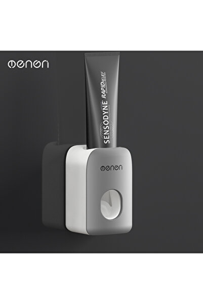 Choice موزع معجون أسنان أوتوماتيكي من MENGNI باللون الرمادي، حامل فرشاة أسنان مقاوم للغبار، حامل معجون أسنان مثبت على الحائط