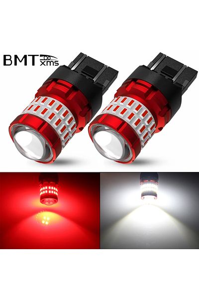 BMTxms 2pcs 2Pcs T20 LED Canbus 7443 W21/5W 7440 W21W LED Bulb Red Brilliant Auto Stop Brake Tail...