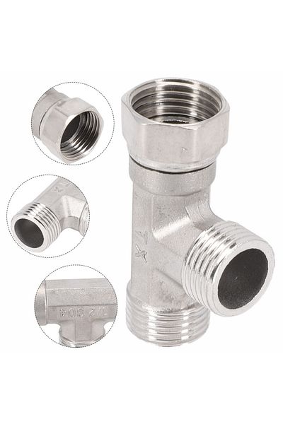 LEENKEA G1/2 3 Way T-Adapter Bathroom Shower Faucet Water Splitter Toilet Shower Valve Spray Nozzle Conve...