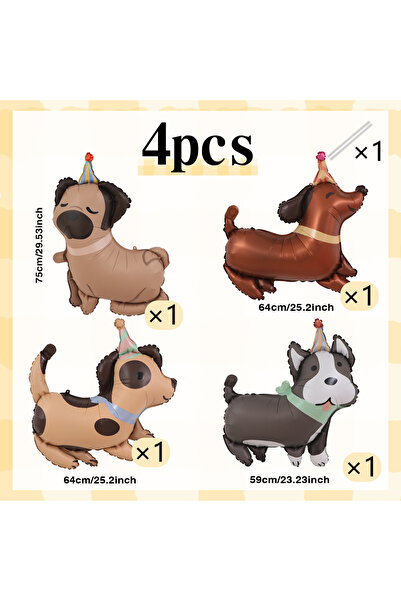Choice Other 4 Pieces 4 Animal Dog Aluminum Foil Balloons Cute Dog Theme Birt...