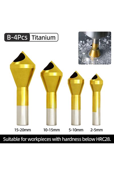 Choice B-4pcs Hrc28 Titanium Countersink Drill Bit Set Deburring Taper Hole Cutter Wood Metal Aluminum Allo