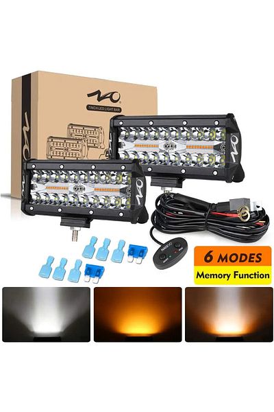 Choice قطعتان من الأضواء 240 وات شريط إضاءة LED مقاس 7 بوصات للطرق الوعرة 4x4 مصباح عمل LED 6 أوضاع قيادة الضباب 12 فولت 24 فولت LED F