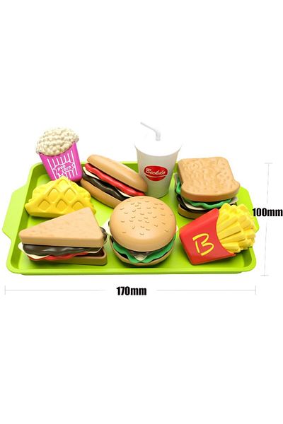 lpcbec 1 Set 9 Pcs Set Detachable Plastic Snack Hamburger Pretend Toy Kids Kitchen Play House Food Toy