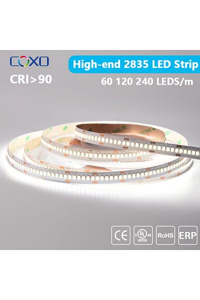COXO 5m 240leds Dc24v 3000k Warm White Ul Listed 2835 Led Strip Light 120 240 Leds/m 16.4ft Flexible Rib