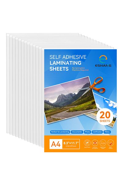 Choice Clear A4 20 Sheets Eshang 20sheets Clear Cold Laminating Sheets, 8.3 X 11.7 Inches Adhesive A4 Size