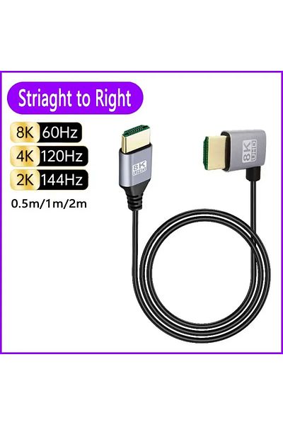 BSN 1m Straight to Right 8K 90 degree HDMI 2.1V Cable Cord 8K 60Hz 4K 120Hz 48Gbps EARC ARC HDCP Ultra H