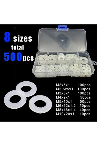 Choice أبيض 500 قطعة 1 مجموعة أسود أبيض بلاستيك نايلون مسطح غسالة فاصل عادي ح...