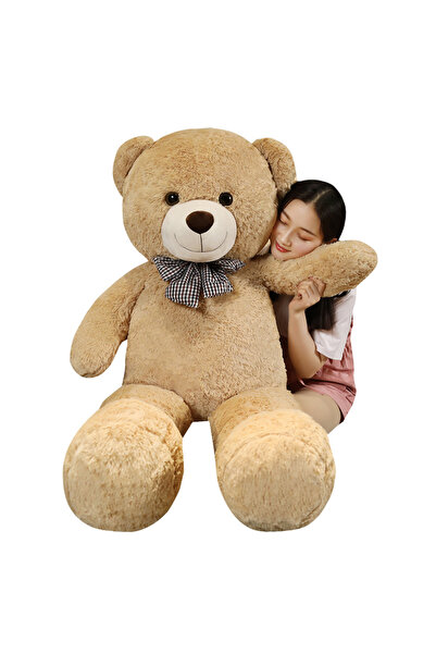 Choice دب تيدي عملاق بني فاتح بطول 105 سم، لعبة دب قطيفة ناعمة، أبيض ووردي وبني، دب كبير جدًا للعناق