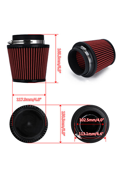 Choice1 Neck 4" 100mm Universal Car High Flow Cold Air Intake Air Filter Power Intake Air Inlet System Mu...