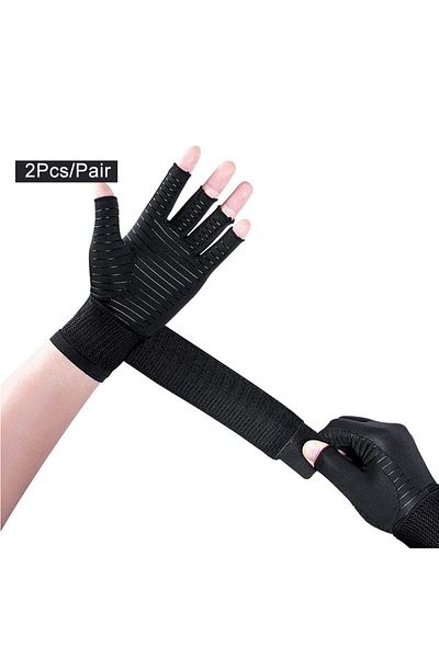 TOPRUNN S/m 1pair 1pair Copper Compression Arthritis Gloves With Strap,fingerless Glove Hand Wrist Support F