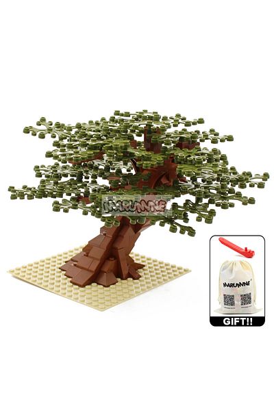 Choice Army Green Tree Set Marumine Moc Bricks Tree Set 205pcs With Plate Model Building Kit Blocks Plant A