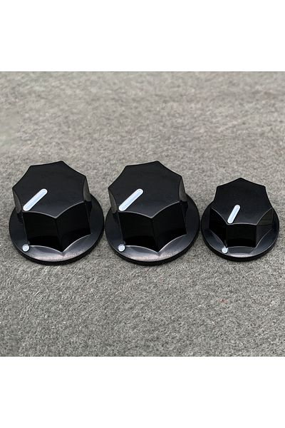 FLEOR 3pcs Black Plastic Guitar Knobs Effect Pedal Amp Potentiometer Knobs - 2 Big 1 Small