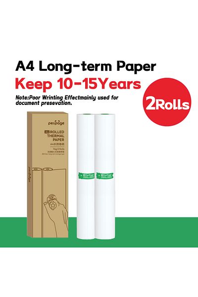 PeriPage Long-term 2rolls A4 Fold Roll Thermal Paper For A40 Printer Long-term Quick-dry Th
