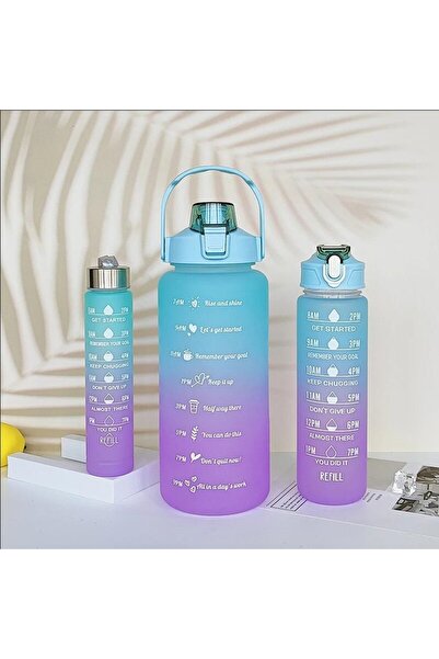 Choice 2L 900ml 300ml Blue-Purple 3Pcs Gradient Plastic Cup Set Large Capacity Sports Water Bottle Outdoor