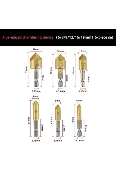 Choice 6pcs full set Countersink Drill Bit Chamfer 90° Round Alloy Drill Set For Metal Wooden Hole Chamf...