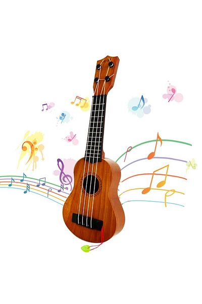 Miwayer Dark Wood Kids Toy Ukulele Kids Guitar With Pick Musical Toy 17 Inch 4 Strings Educational Musical I