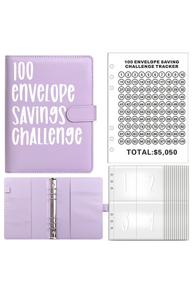 Choice Purple 100 Envelope Challenge Binder Save Savings Challenges Loose-leaf Binder Budget Binder With E