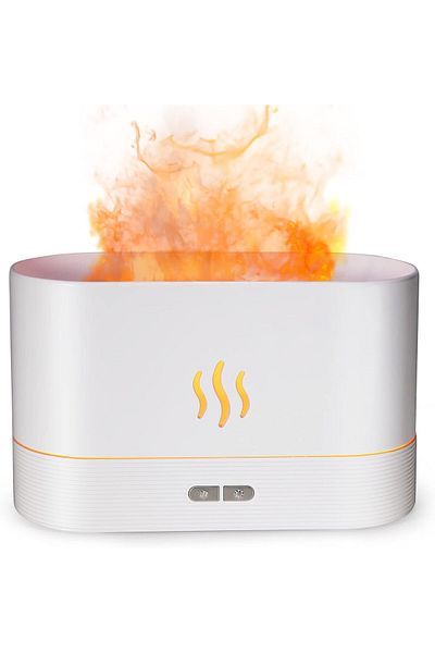 AWH Flame Air Diffuser, Ultra-Silent Cool Mist Humidifier with Waterless Auto-Off Protection (White)