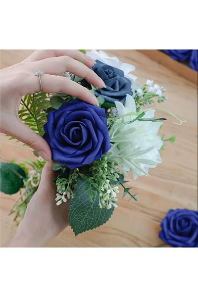 Choice Royal Blue Artificial Flowers 25pcs Real Looking Royal Blue Foam Fake Roses With Stems For Diy Table